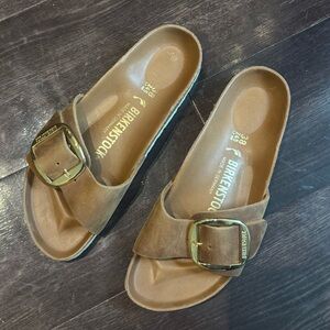 Birkenstock Madrid Big Buckle Slides - Cognac